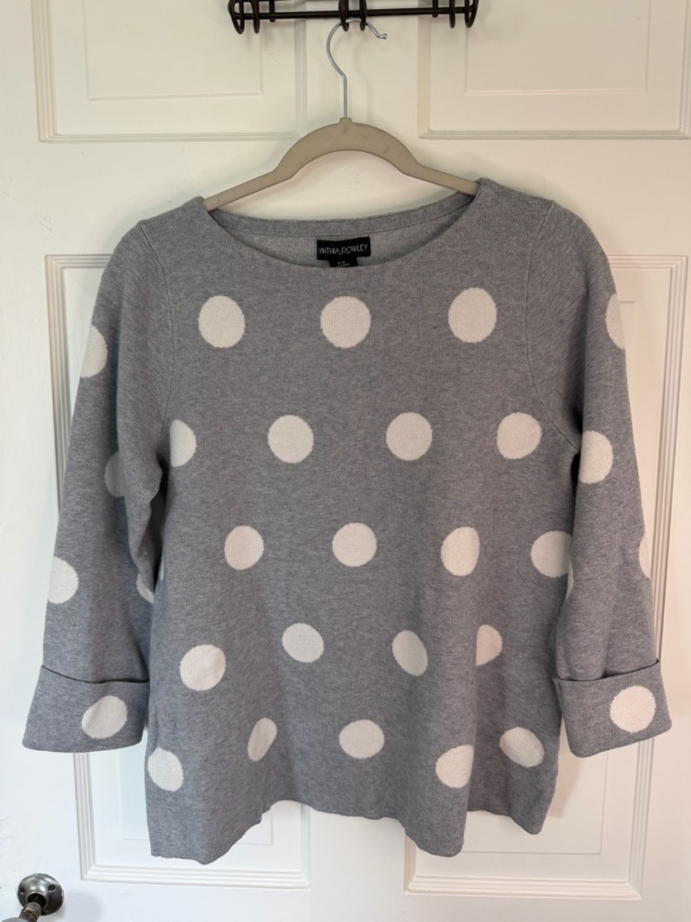 Cynthia Rowley Gray & White Polka Dot Sweater